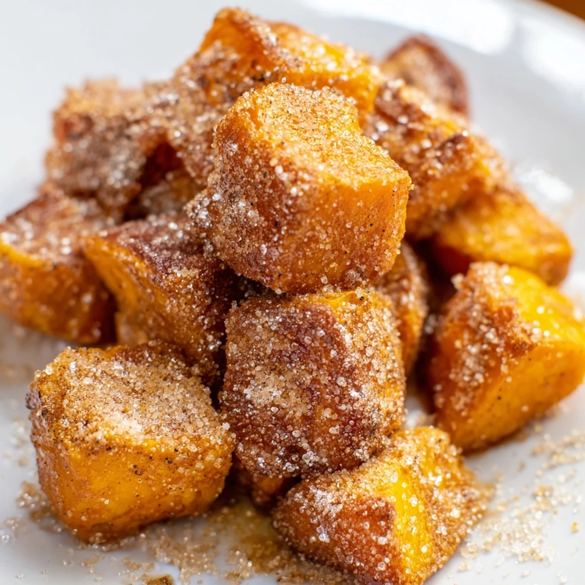 Freshly baked roasted sweet potatoes with cinnamon sugar garnished with fresh herbs, ready to serve at dinner.