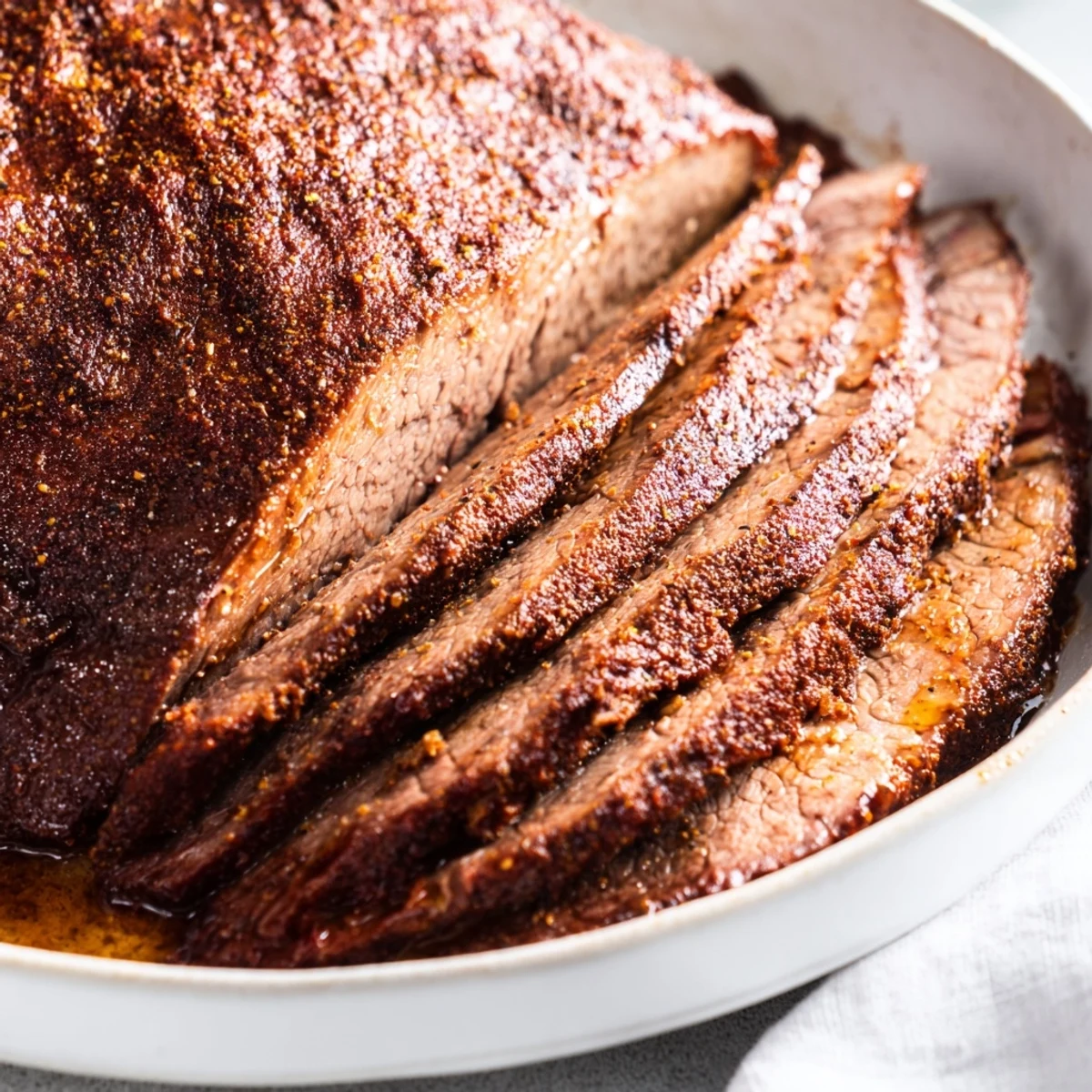 Sliced Spiced Meat with Rub served with roasted vegetables and rice, showing juicy, tender interior and a dark, flavorful crust.