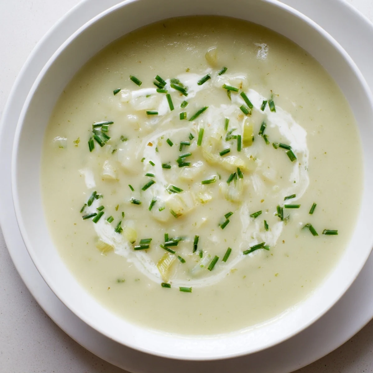 Irish Leek and Potato Soup garnished with parsley and black pepper, ready to enjoy with crusty gluten-free bread on the side.