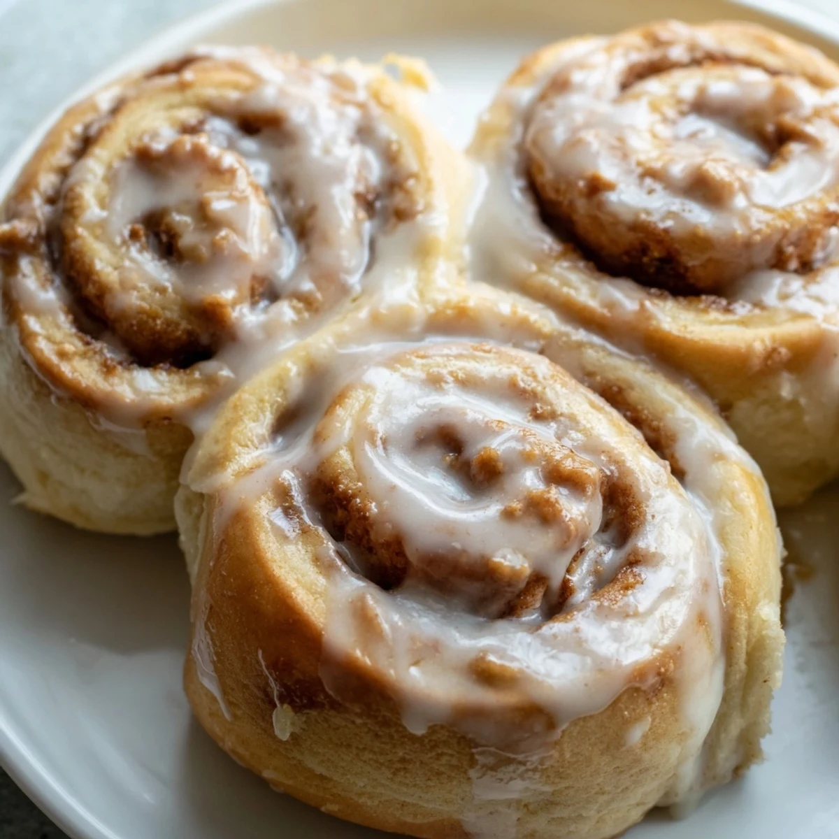 Warm, gooey Soft and Gooey Biscoff Cinnamon Rolls fresh from the oven with a glossy glaze.