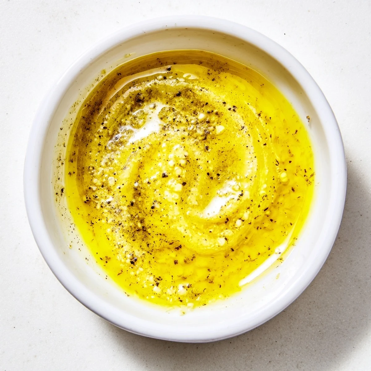 A jar of homemade Lemon Dijon Dressing with a creamy, emulsified texture, ready to drizzle over a fresh garden salad.