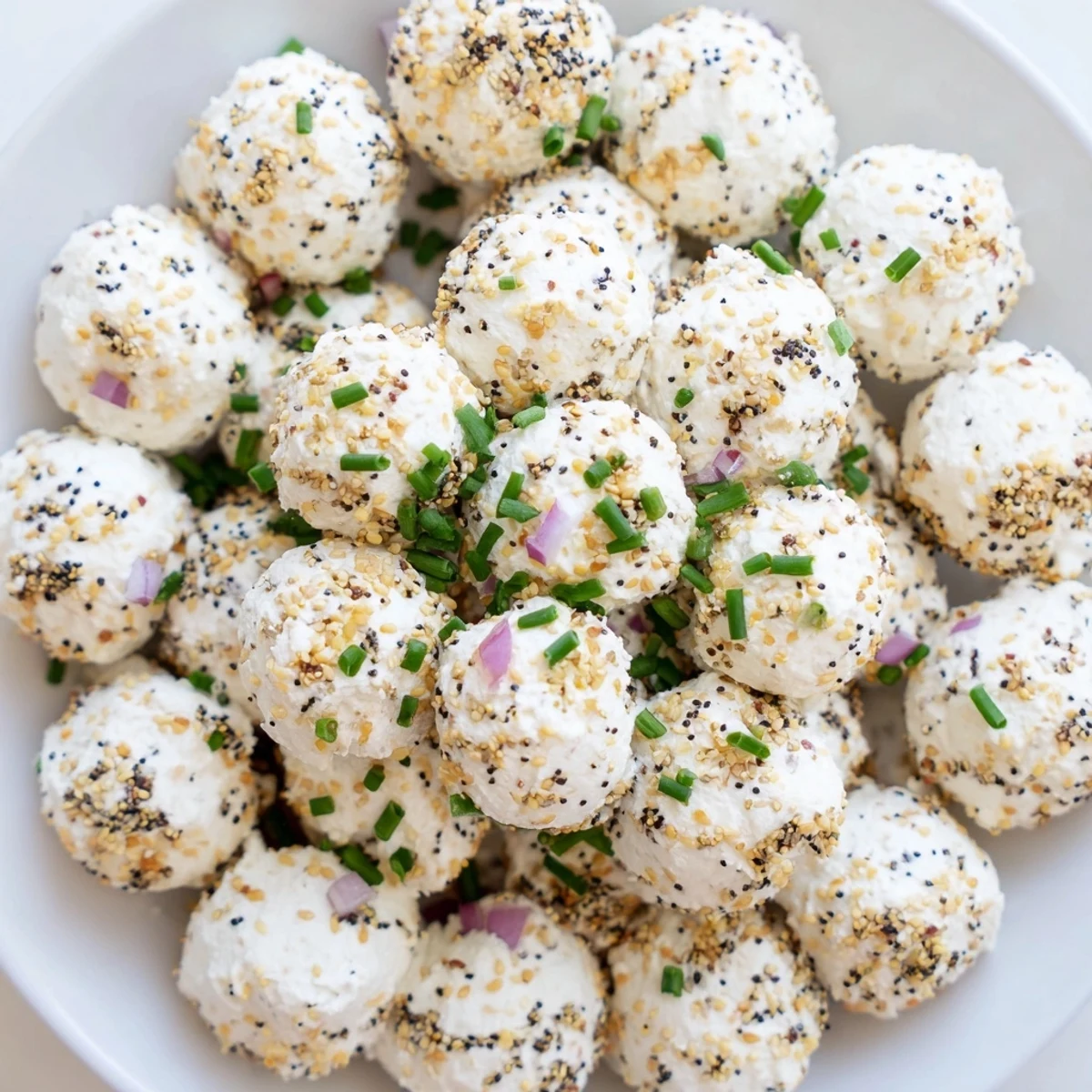 Ready-to-eat Everything Bagel Cottage Cheese Bites arranged for a party appetizer platter.