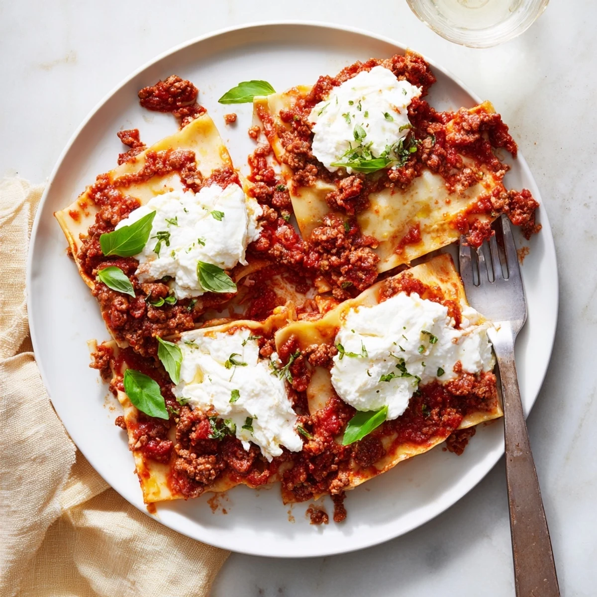 Golden-brown Cheats Frypan Lasagne bubbling in a single pan, featuring layers of meat sauce, creamy ricotta, and melted mozzarella.