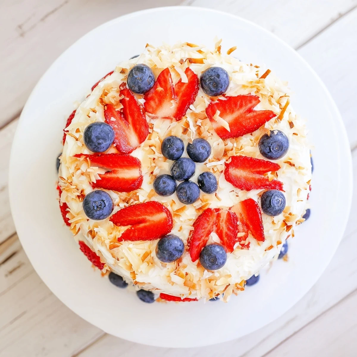Moist slice of Pineapple Coconut God Bless America Cake served on a plate beside a fork with toasted coconut and juicy pineapple chunks.