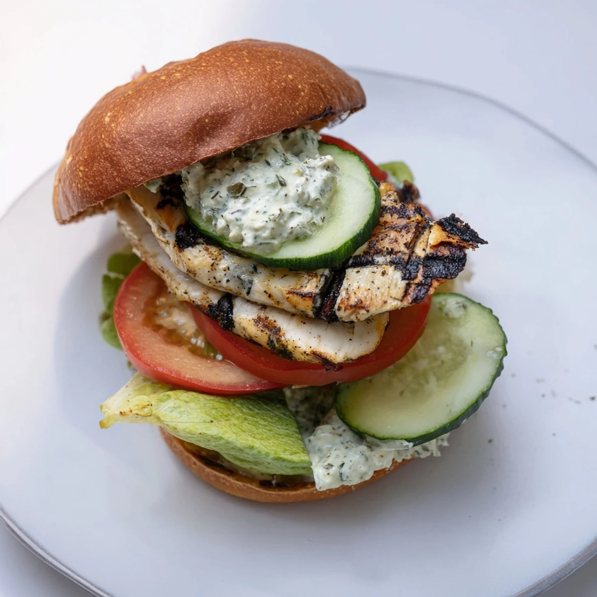 Grilled barramundi fillet on a toasted brioche bun with smoky cos lettuce and lemon jalapeño tartare sauce.