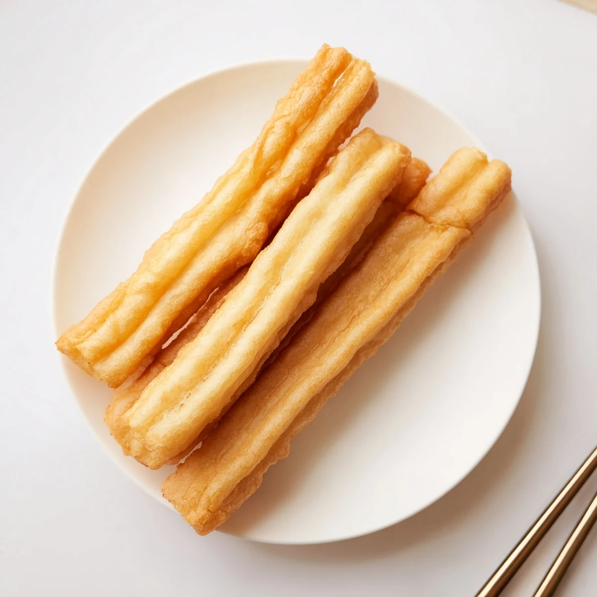 Hand-pulled Youtiao breakfast sticks served warm alongside traditional congee and soy milk