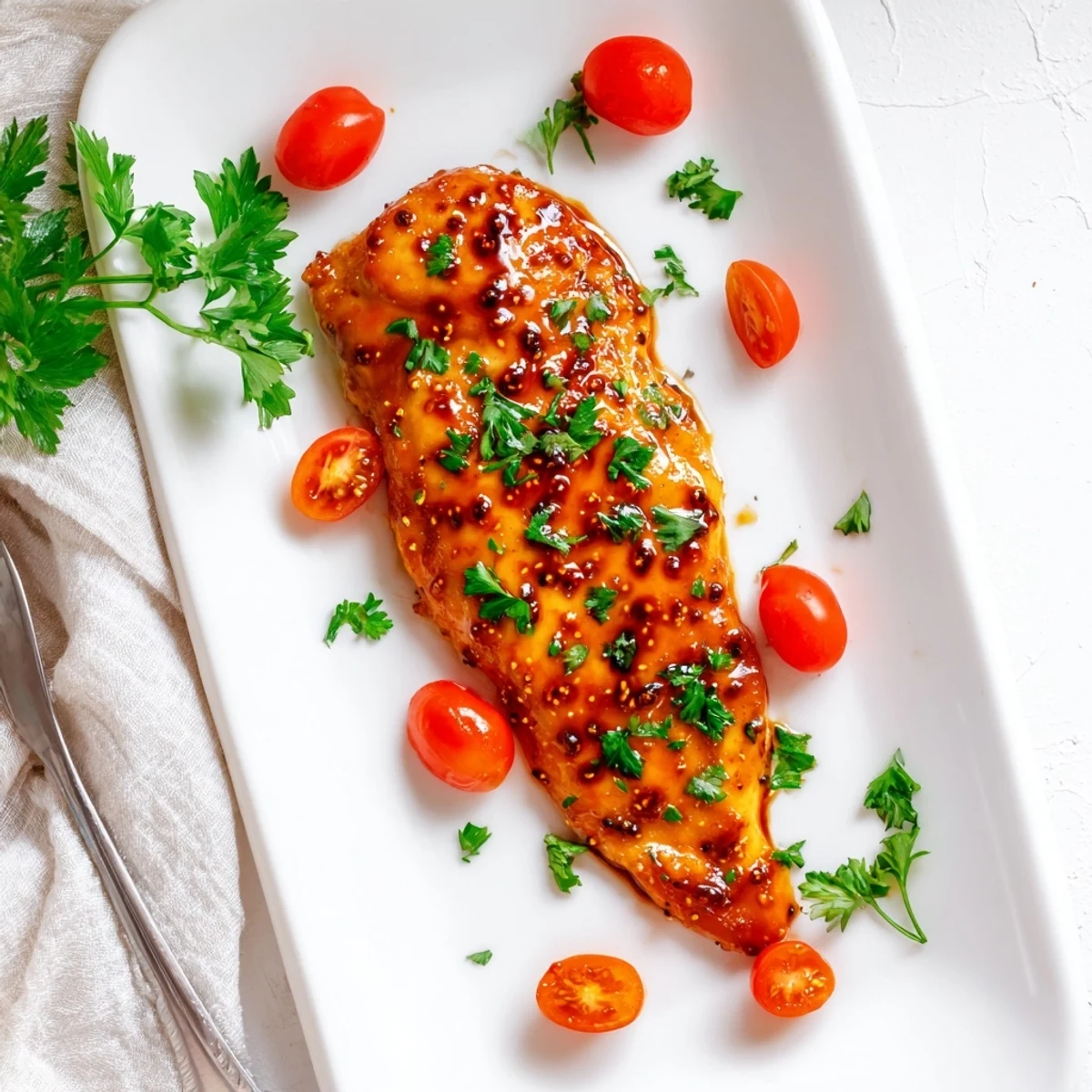 Tender juicy chicken breast marinated in sweet balsamic sauce and baked until perfectly caramelized and golden