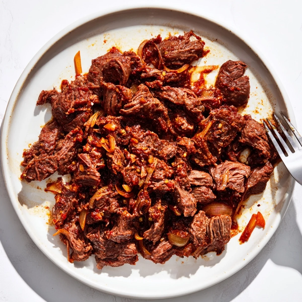 Tender Crock Pot shredded beef with juicy spices, perfect for tacos and sandwiches