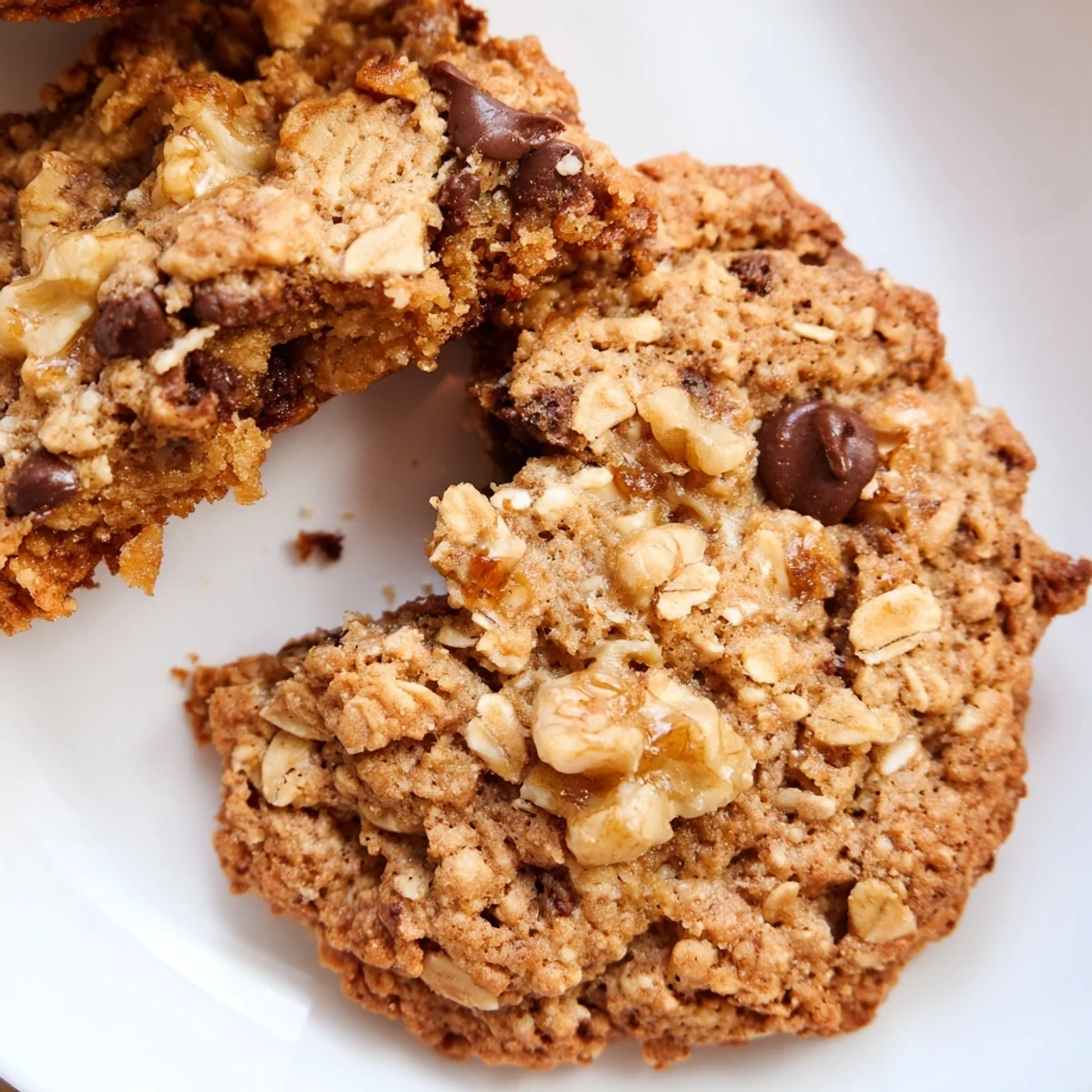 Chewy brown butter Irish oat cookies fresh from the oven with perfectly crisp golden edges