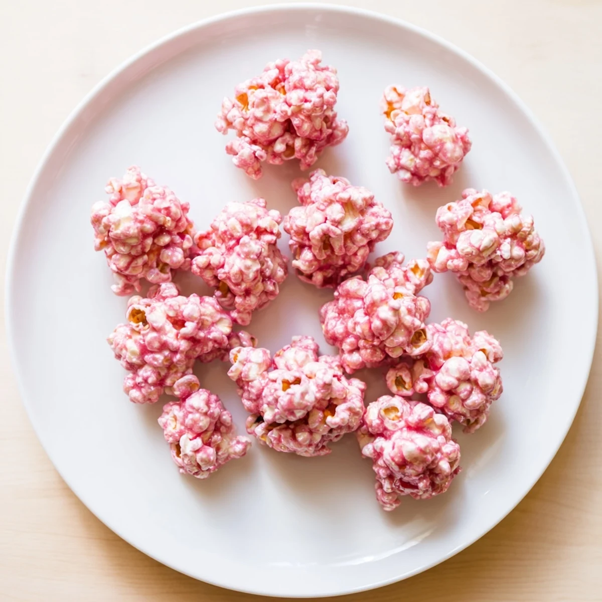 Homemade pink popcorn recipe featuring crunchy kernels with sweet rosy candy coating