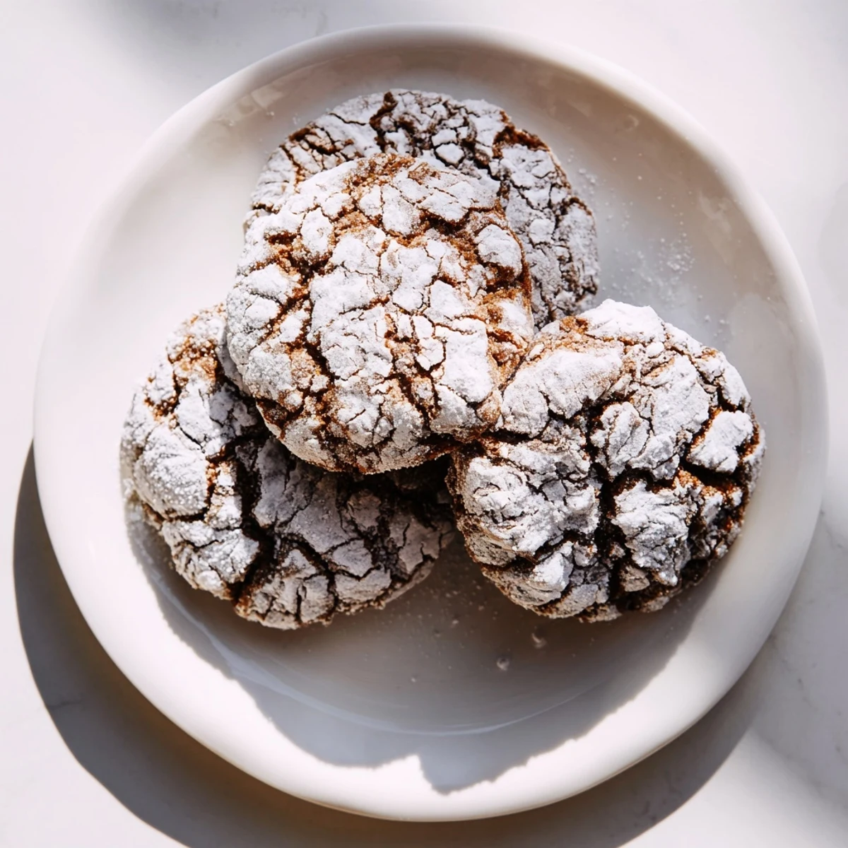 Batch of warm gingerbread crinkle cookies with signature cracks and sweet sugar topping