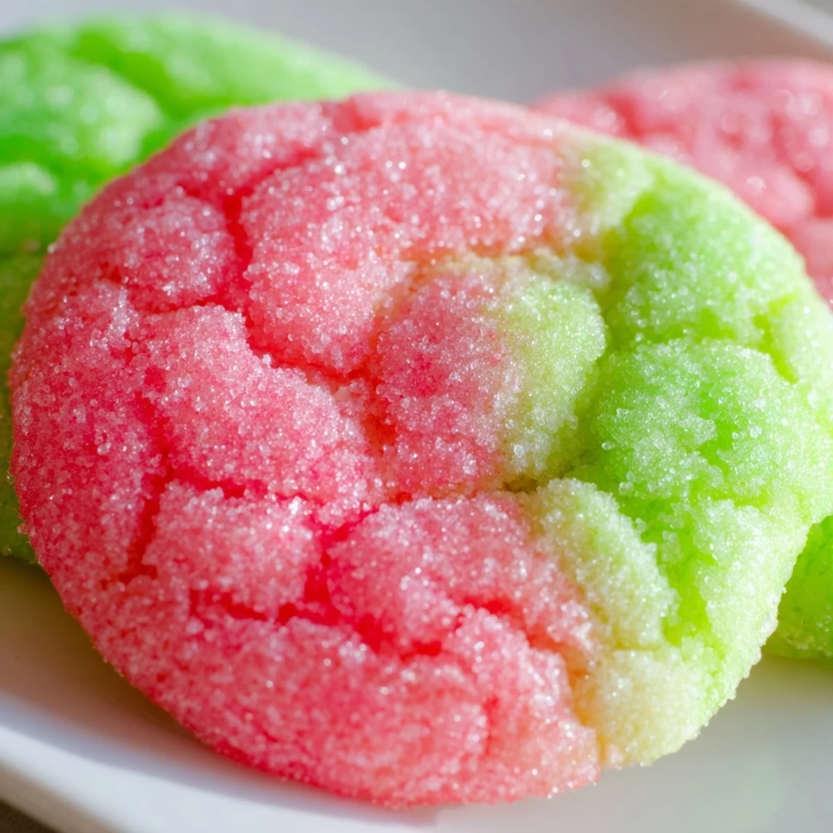 Soft chewy Jello sugar cookies in vibrant colors arranged on a rustic baking sheet