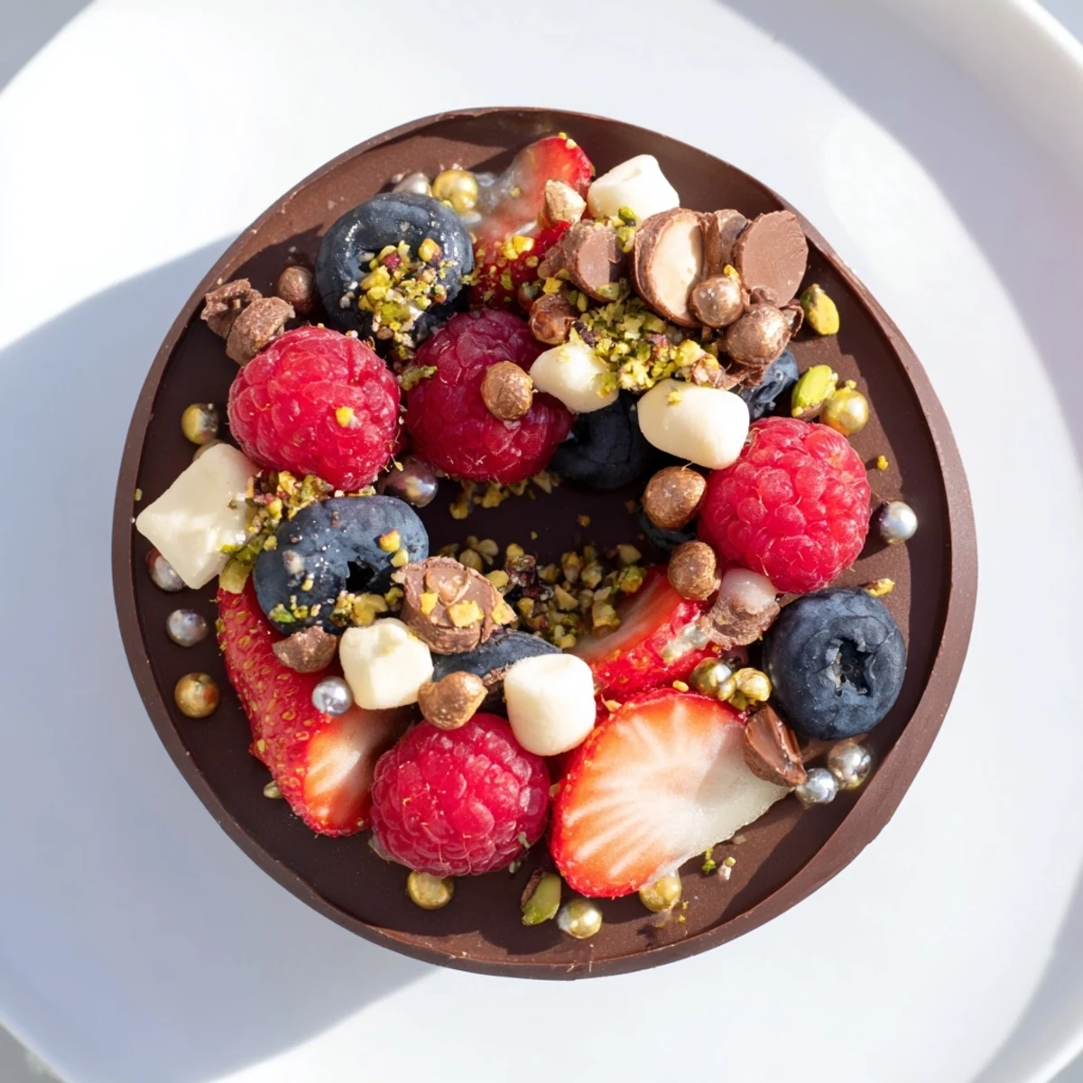 Chocolate grazing cups filled with silky mousse and crowned with juicy mixed berries