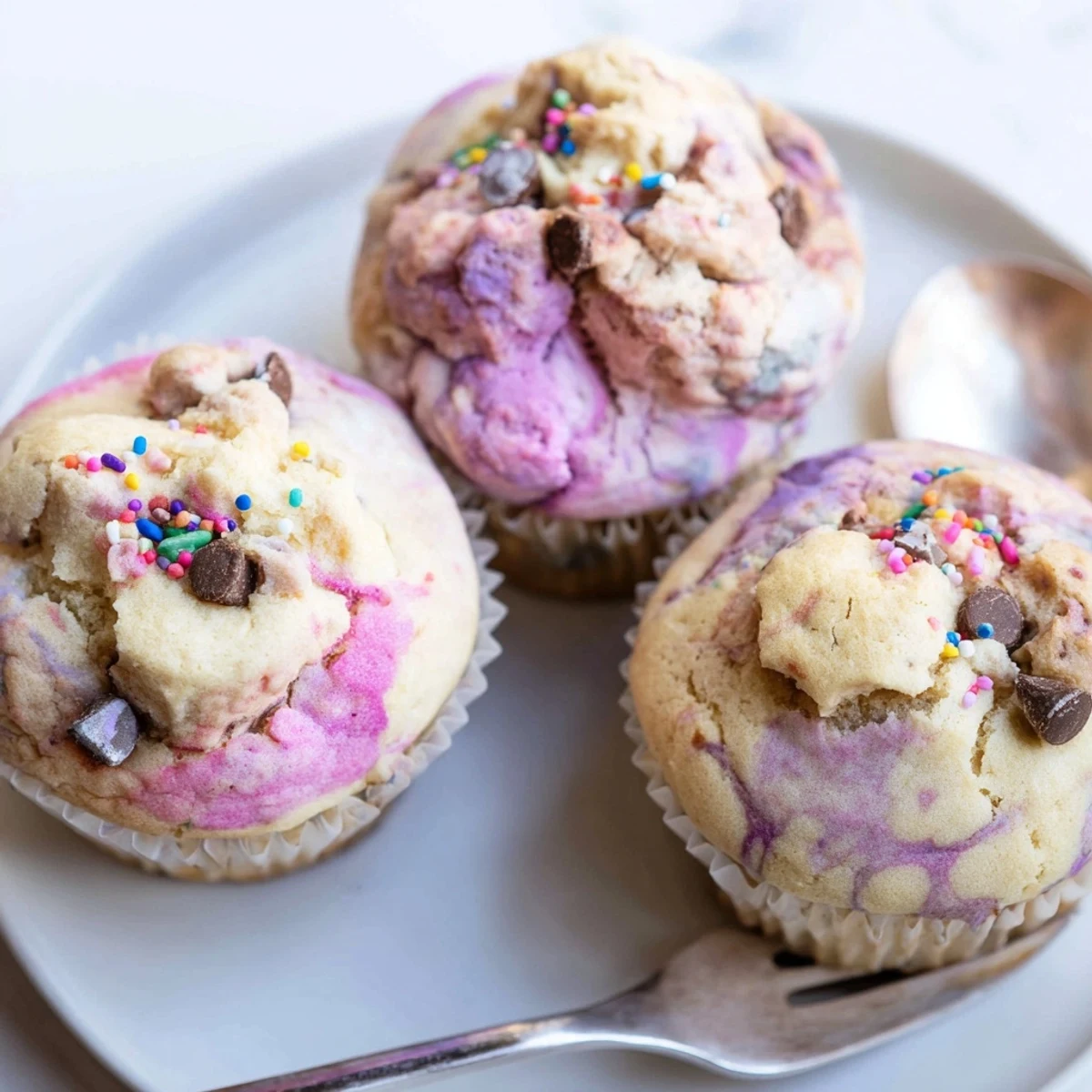 Fluffy steamed blooming cupcakes with cracked golden tops on a rustic plate