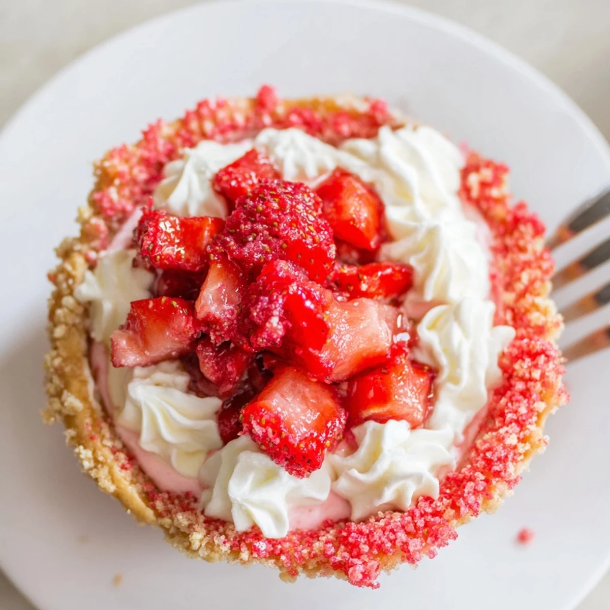 Perfect for parties Strawberry Crunch Cheesecake Tacos with crunchy cookie rim and pillowy filling