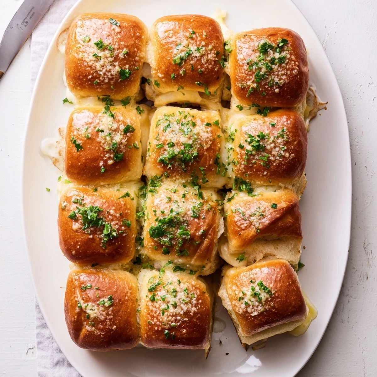 Baked Hawaiian sweet roll sliders stuffed with gooey mozzarella and cheddar cheese