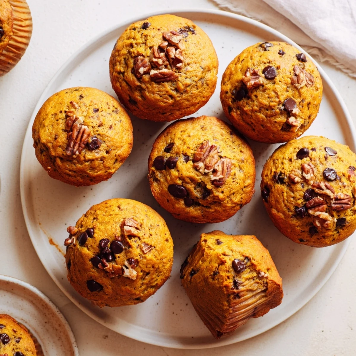 Spiced pumpkin banana muffins recipe displaying moist crumb texture alongside warm maple drizzle and pat of butter