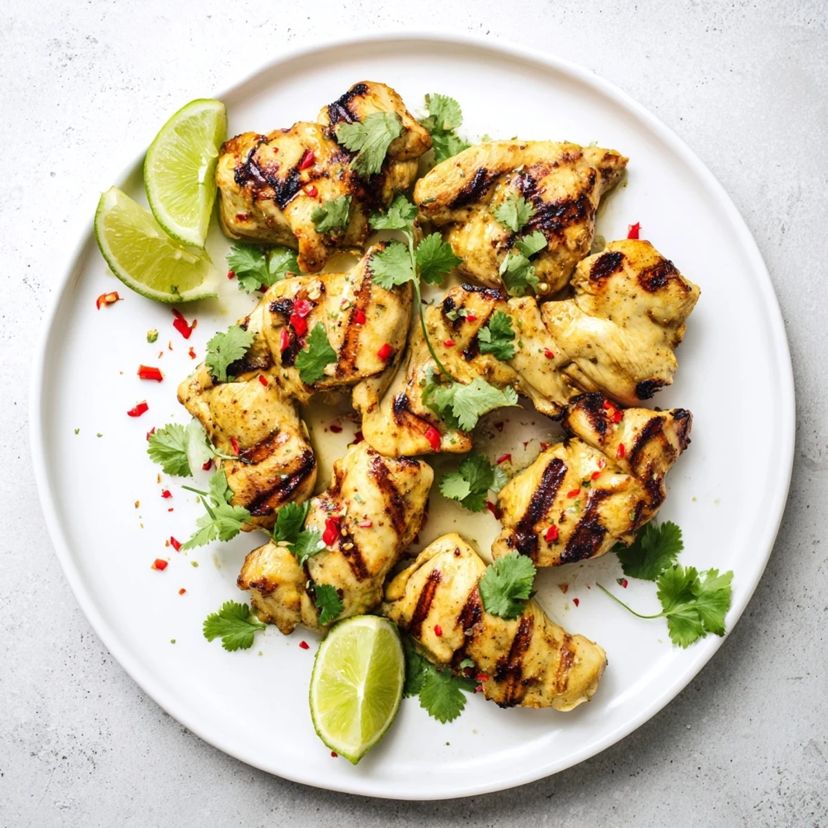 Sliced chili lime chicken revealing tender, seasoned meat with vibrant green cilantro garnish