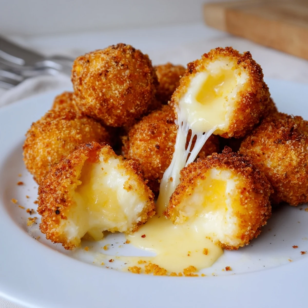 Glistening maple-drizzled golden bites with oozing cheese: Irresistible Crispy Mozzarella Poppers With Maple Glaze