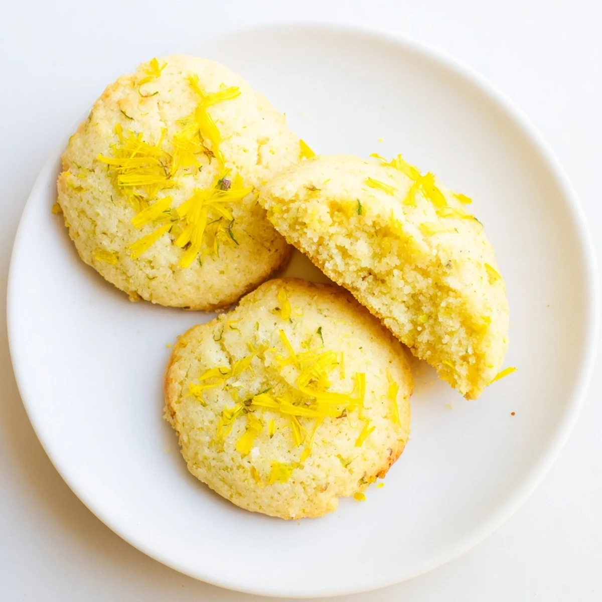 Magical Dandelion Cookies Recipe: golden floral rounds cooling on parchment, lemony aroma