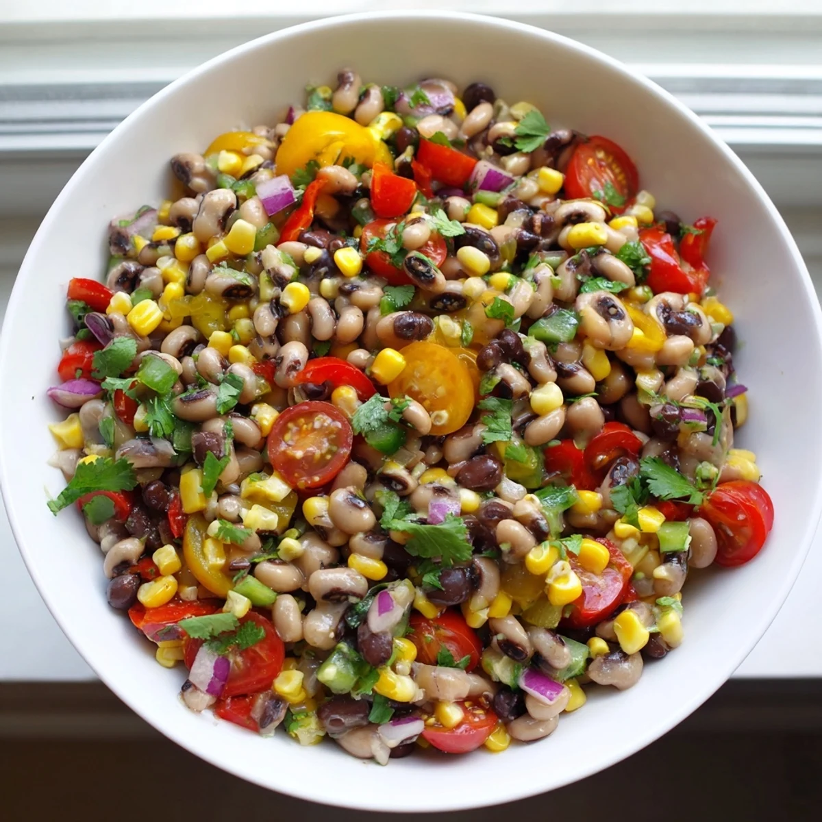 Cowboy Caviar served with crispy tortilla chips for a crowd-pleasing party appetizer