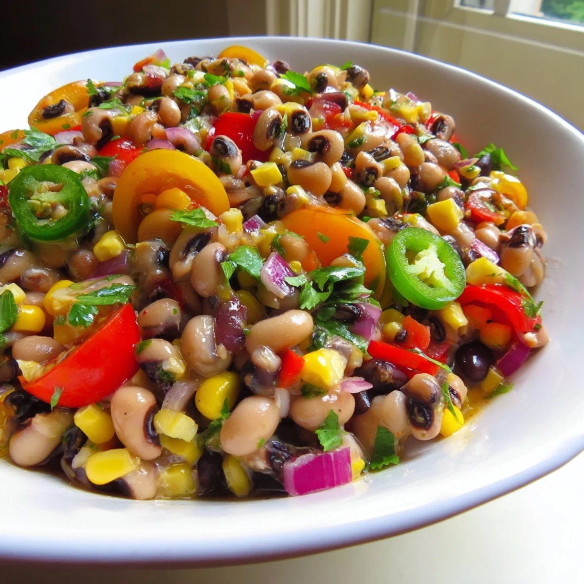 Vibrant Cowboy Caviar bursting with black beans, corn, and a zesty lime dressing