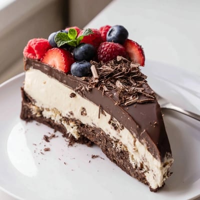 Top view of The Ultimate Dessert Recipe with whipped vanilla cream, vibrant berries